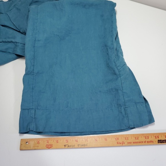 Athleta Womens Linen Wide Leg Pants Size 0 Teal‎ Cropped Beach Travel Resort - Picture 14 of 15